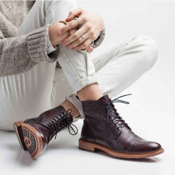 TAFT The Rome Cap Toe Leather Boots Oxblood Burgundy Red Size 44,Classic Design main image 8